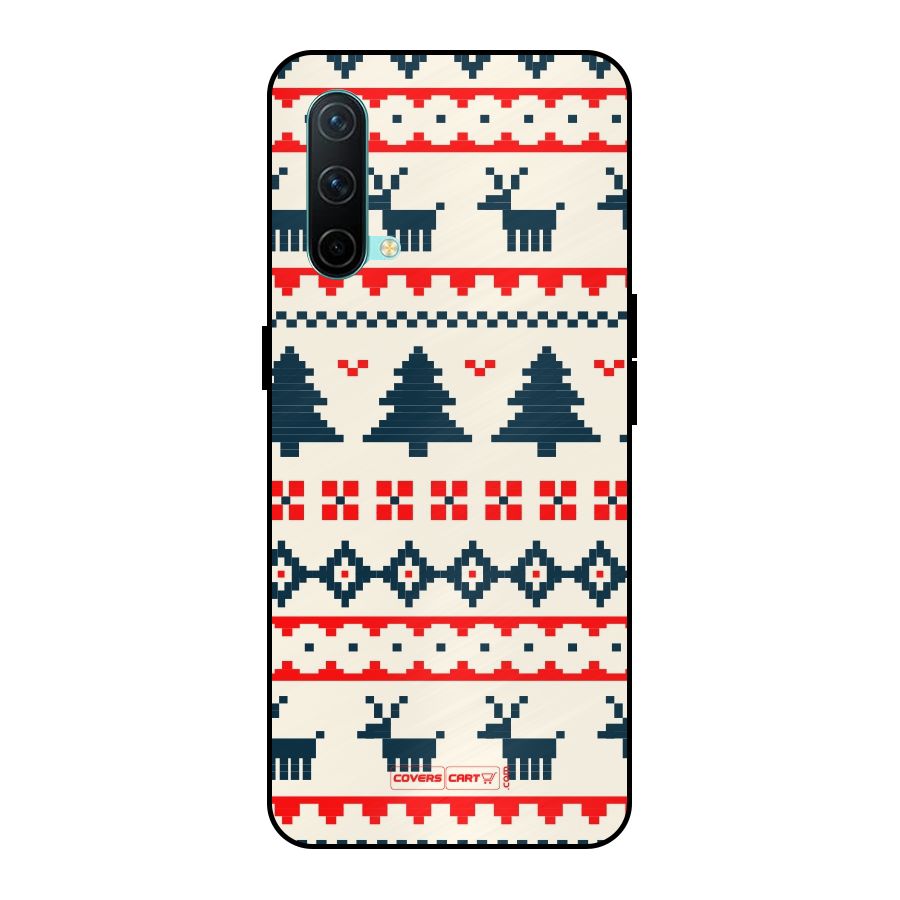Christmas Design Pattern Metal Back Case for OnePlus Nord CE 5G
