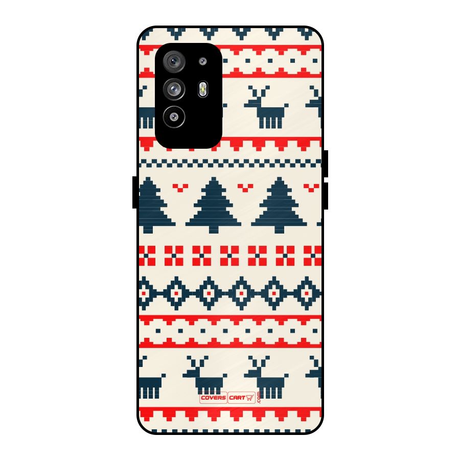 Christmas Design Pattern Metal Back Case for Oppo F19 Pro Plus 5G