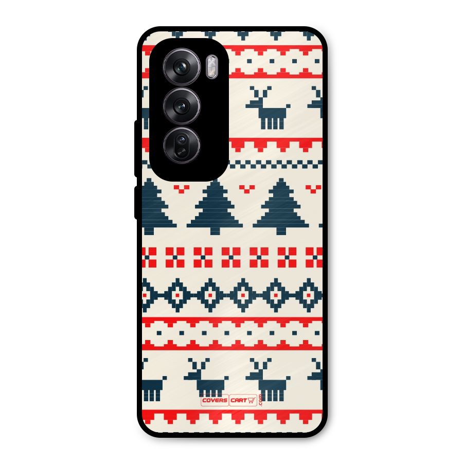 Christmas Design Pattern Metal Back Case for Oppo Reno12 Pro