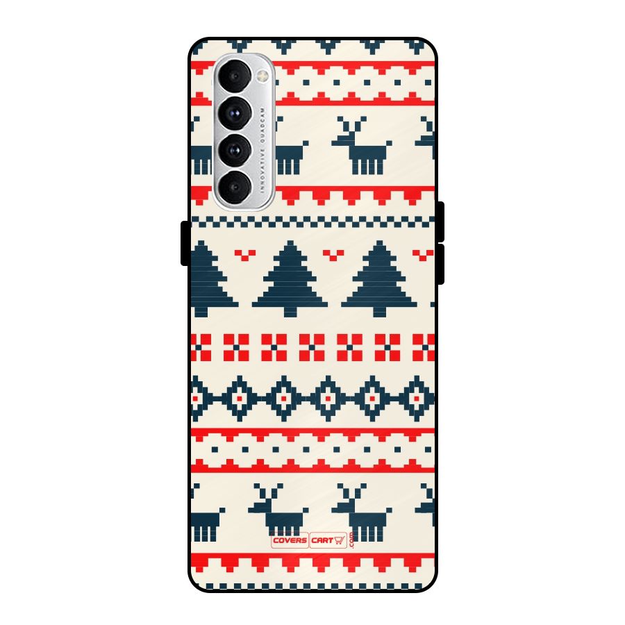 Christmas Design Pattern Metal Back Case for Oppo Reno4 Pro