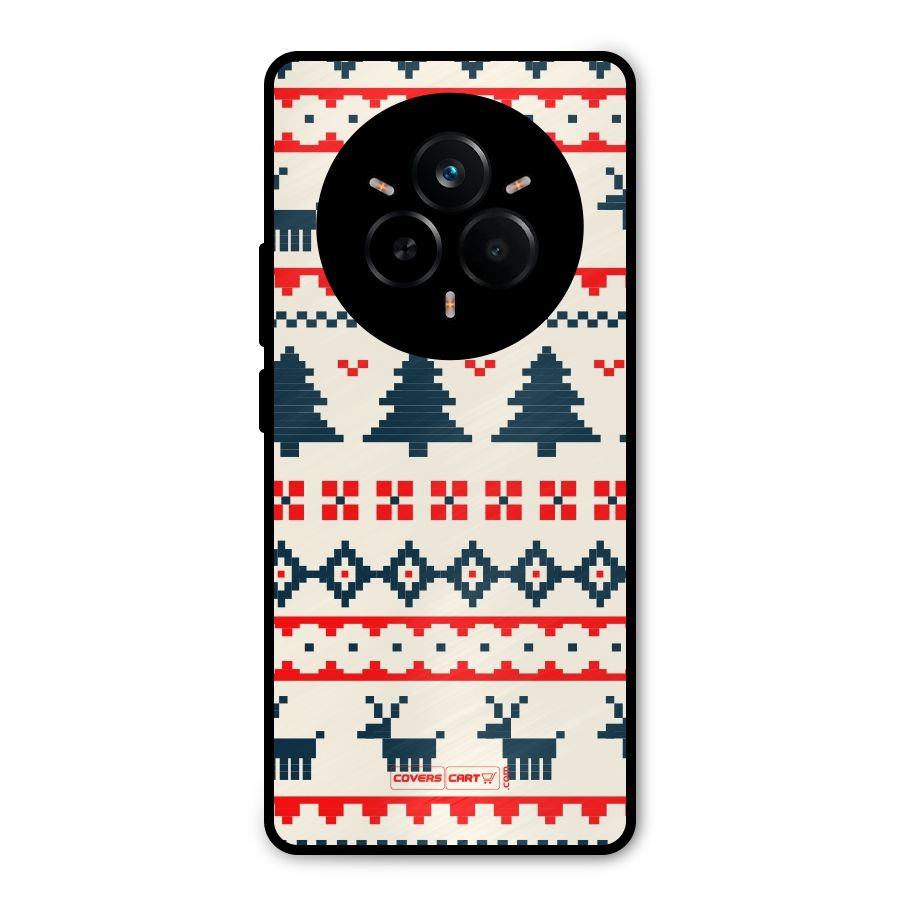 Christmas Design Pattern Metal Back Case for Realme 14 Pro