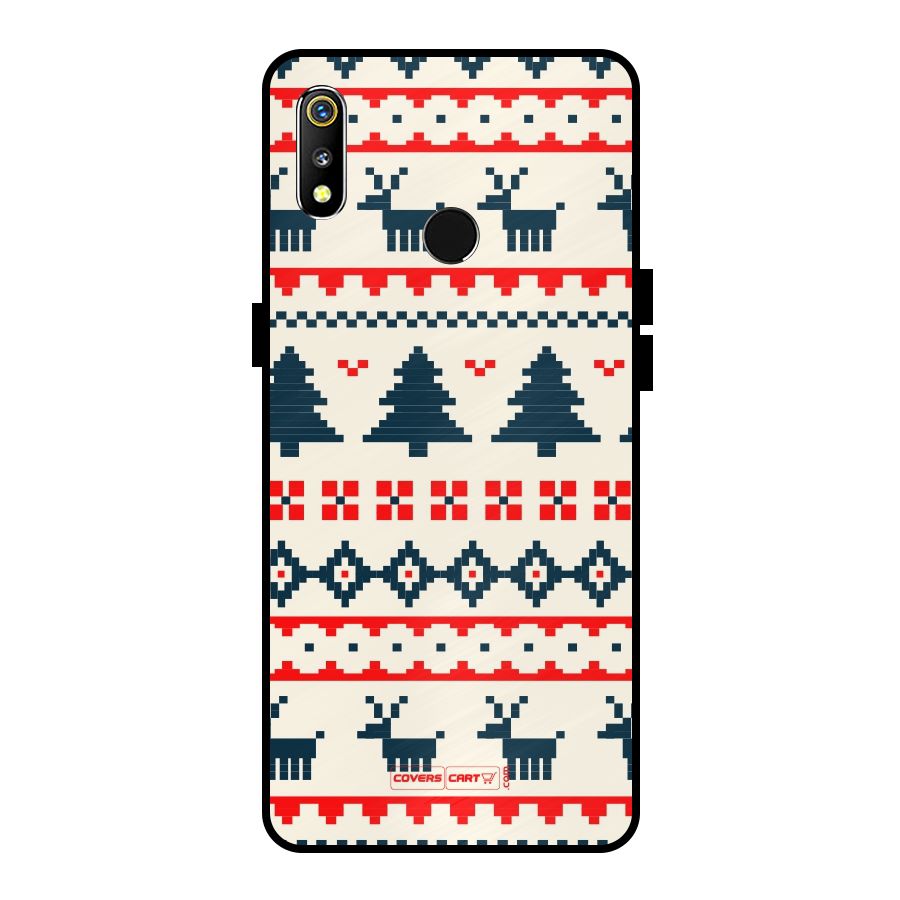 Christmas Design Pattern Metal Back Case for Realme 3