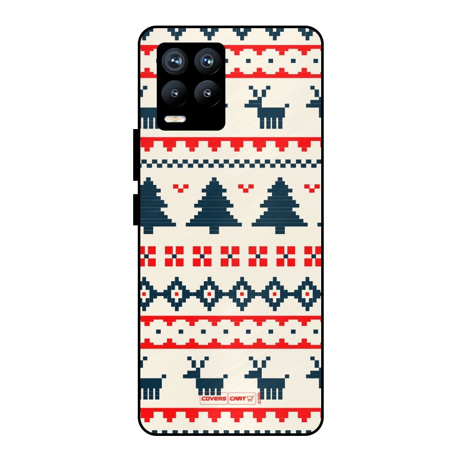 Christmas Design Pattern Metal Back Case for Realme 8 Pro