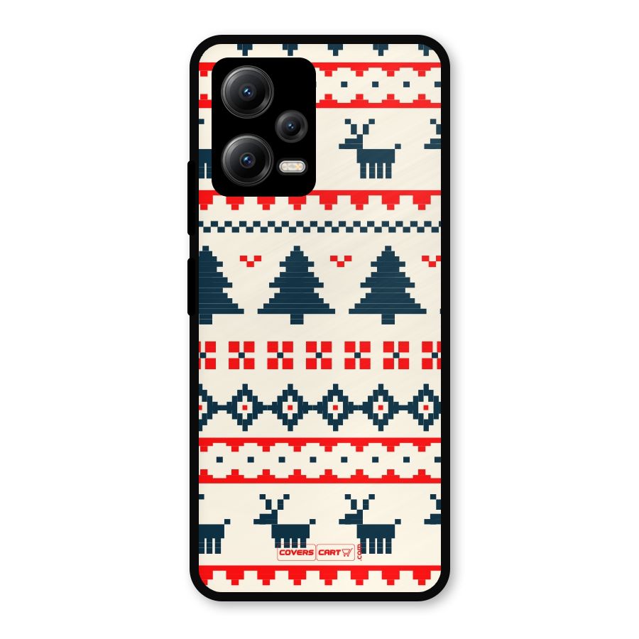 Christmas Design Pattern Metal Back Case for Redmi Note 12 5G
