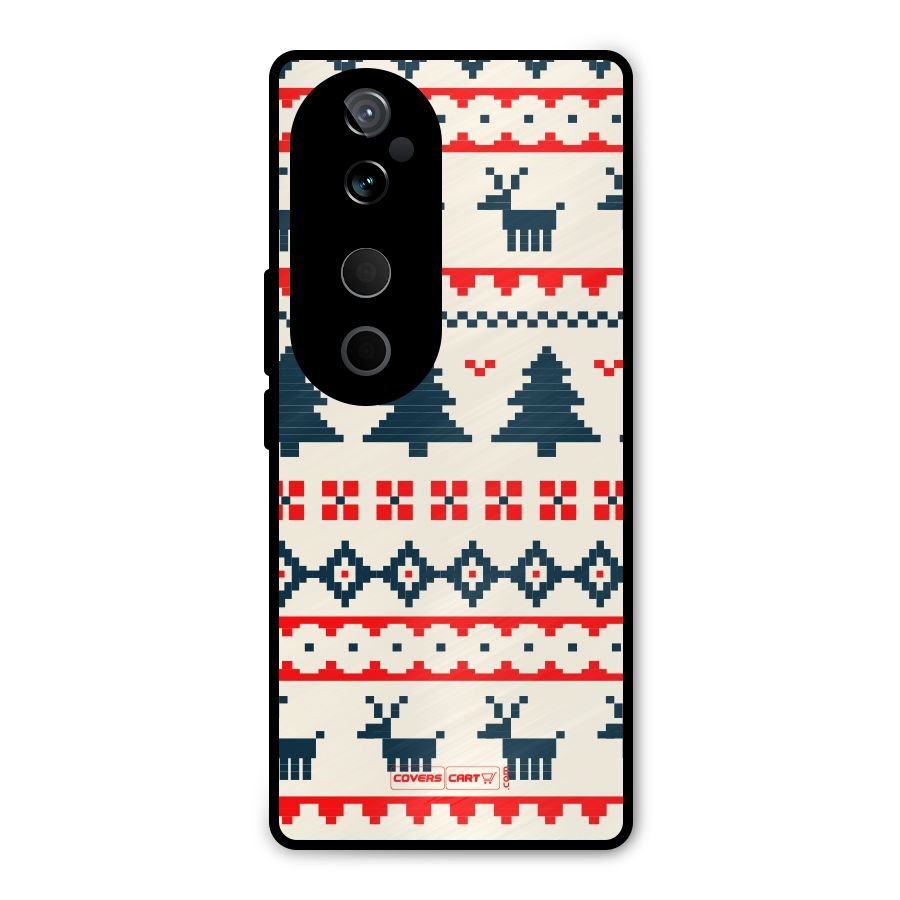 Christmas Design Pattern Metal Back Case for Vivo T3 Ultra