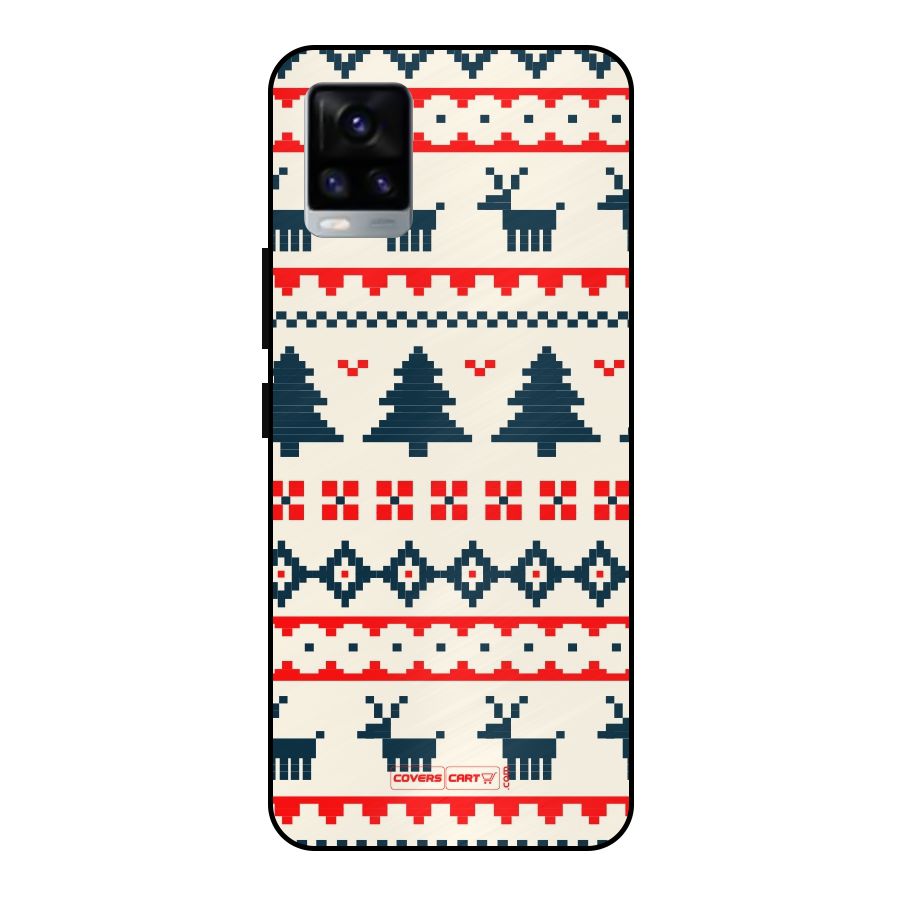 Christmas Design Pattern Metal Back Case for Vivo V20 2021