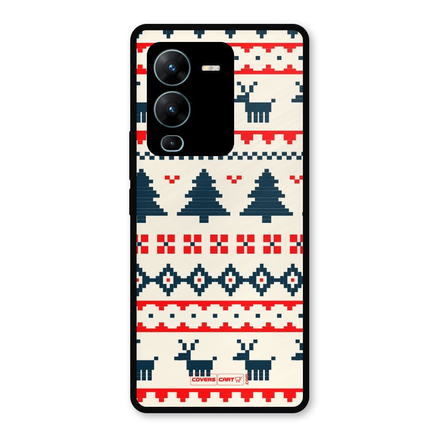Christmas Design Pattern Metal Back Case for Vivo V25 Pro