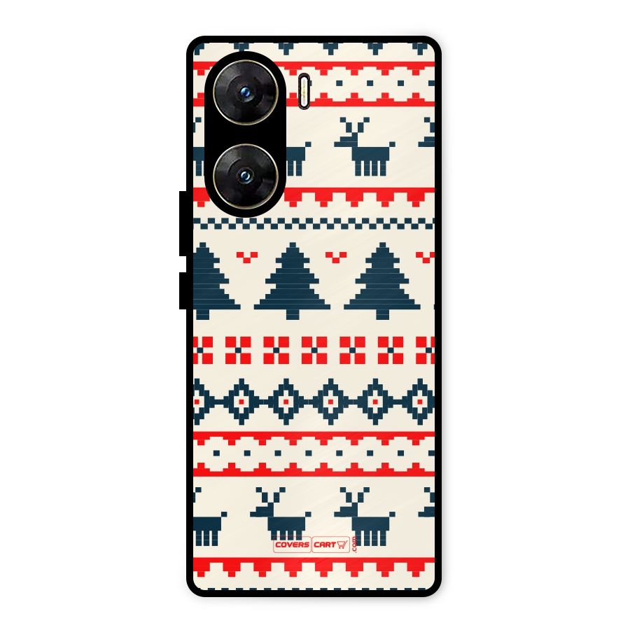 Christmas Design Pattern Metal Back Case for Vivo V29e