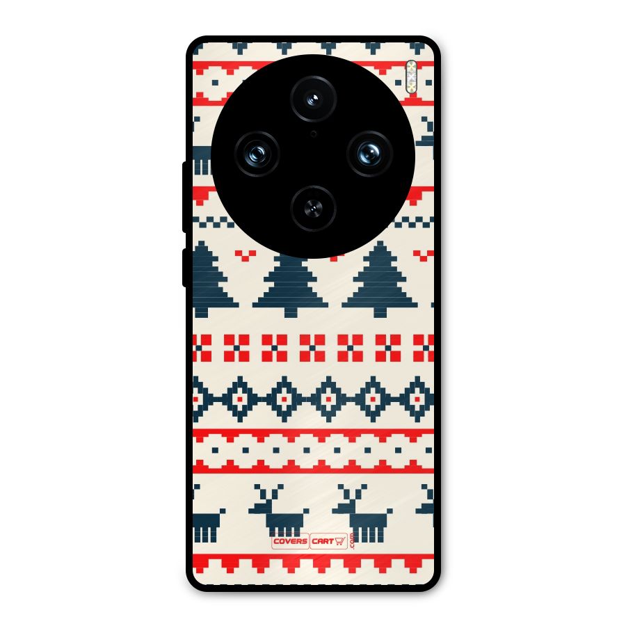 Christmas Design Pattern Metal Back Case for Vivo X100 Pro