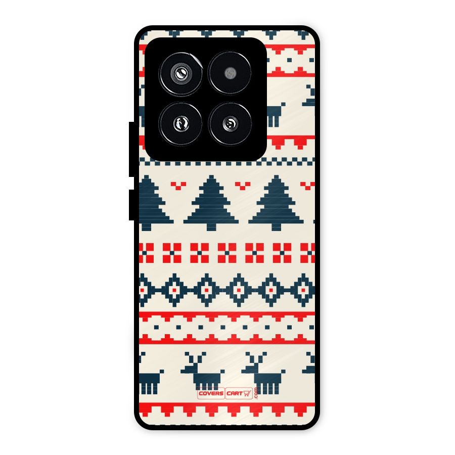 Christmas Design Pattern Metal Back Case for Xiaomi 14 Pro