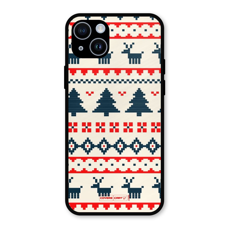Christmas Design Pattern Metal Back Case for iPhone 14