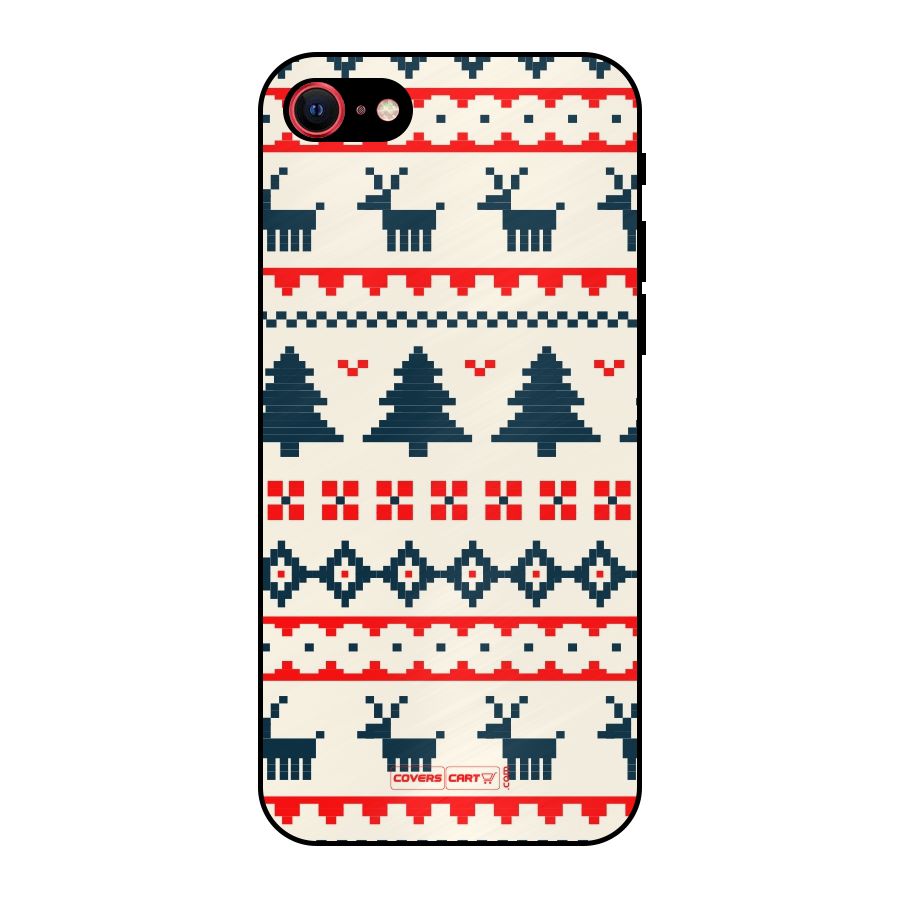 Christmas Design Pattern Metal Back Case for iPhone SE 2020