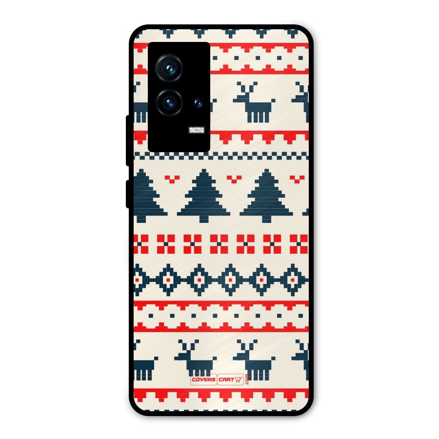 Christmas Design Pattern Metal Back Case for iQOO 9 5G