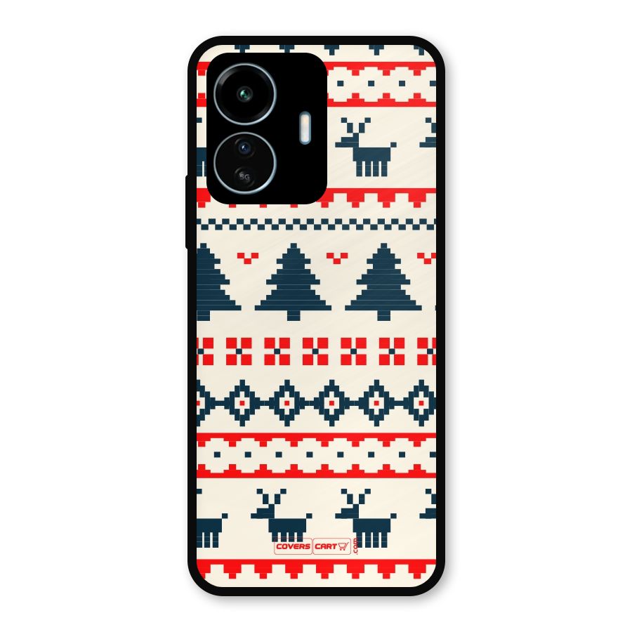 Christmas Design Pattern Metal Back Case for vivo iQOO Z6 Lite 5G