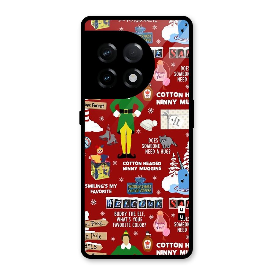 Christmas Doodles Glass Back Case for OnePlus 11R