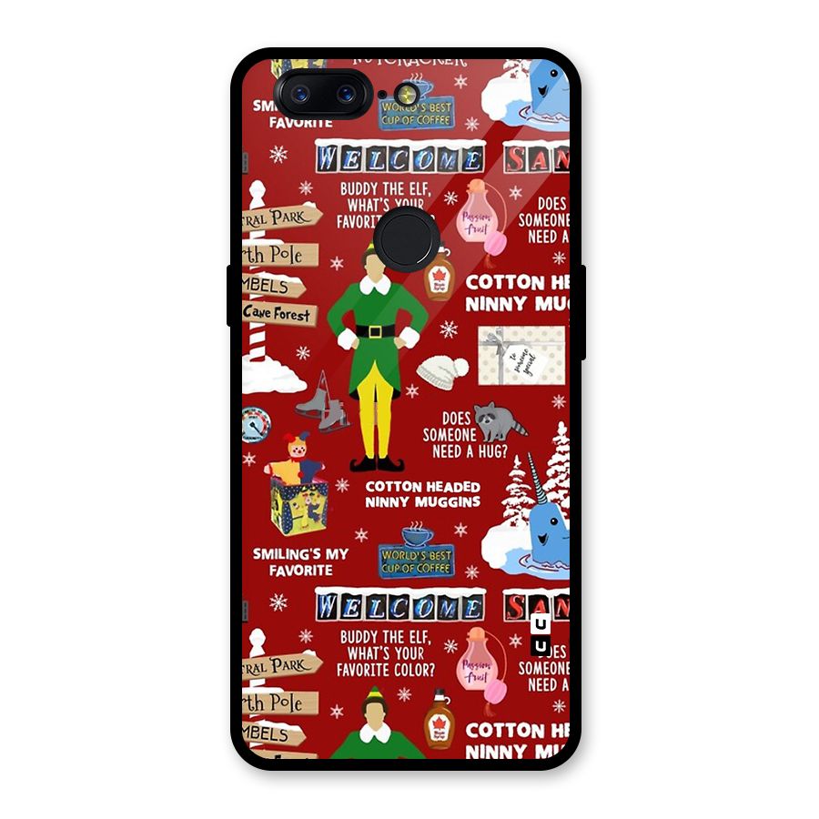 Christmas Doodles Glass Back Case for OnePlus 5T