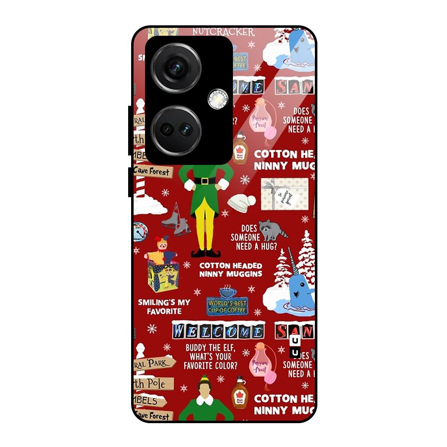 Christmas Doodles Glass Back Case for OnePlus Nord CE 3 5G