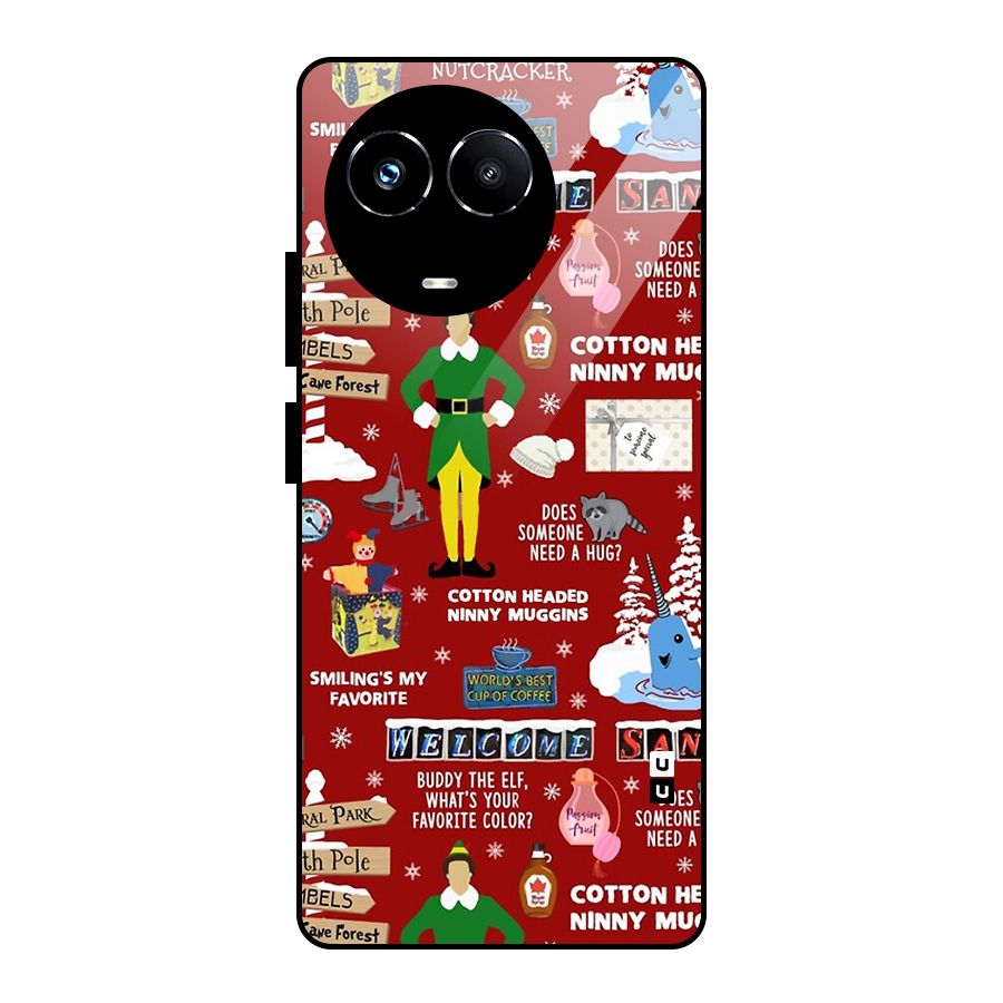 Christmas Doodles Glass Back Case for Realme 11X