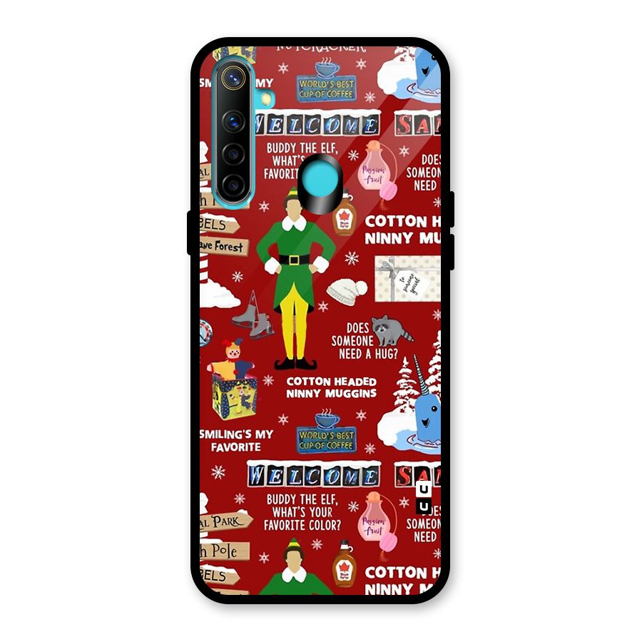 Christmas Doodles Glass Back Case for Realme Narzo 10