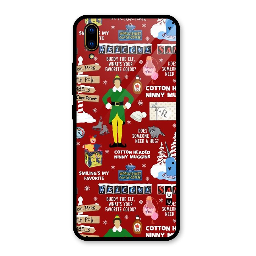 Christmas Doodles Glass Back Case for Vivo V11 Pro