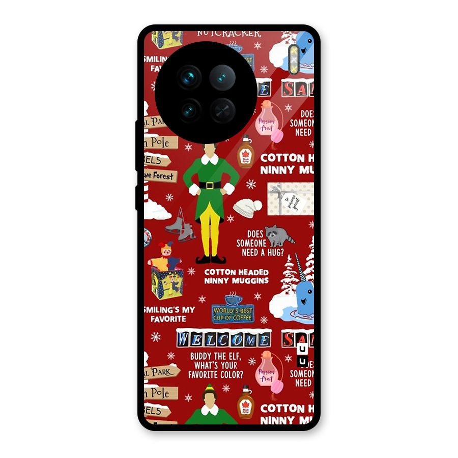 Christmas Doodles Glass Back Case for Vivo X90