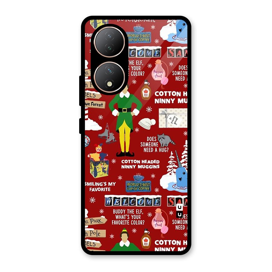 Christmas Doodles Glass Back Case for Vivo Y100A