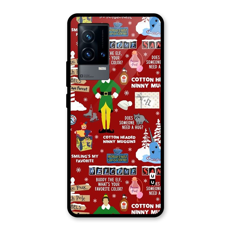 Christmas Doodles Glass Back Case for iQOO 9 5G