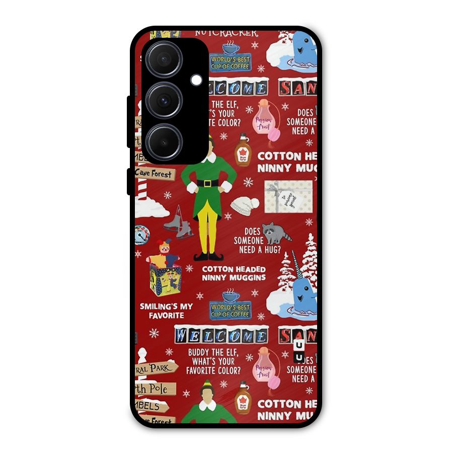 Christmas Doodles Metal Back Case for Galaxy A35