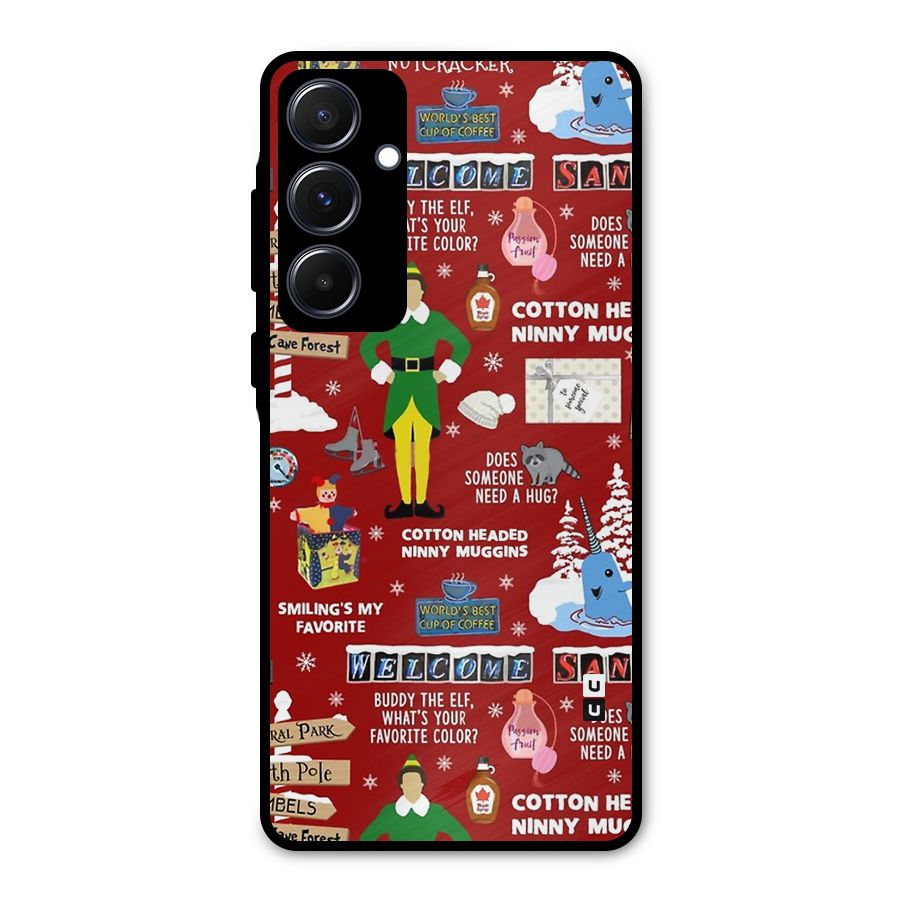 Christmas Doodles Metal Back Case for Galaxy A55