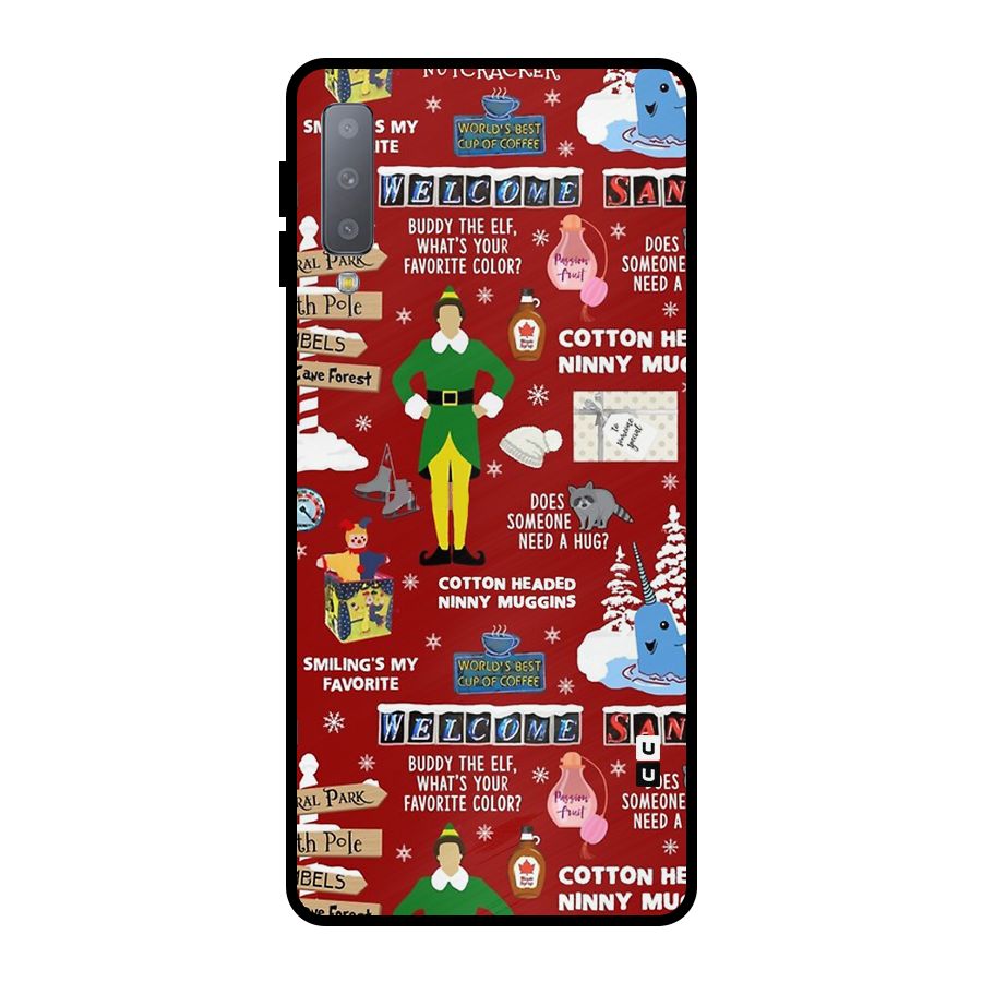 Christmas Doodles Metal Back Case for Galaxy A7 (2018)