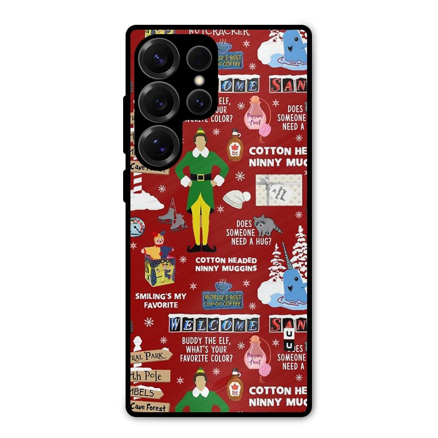 Christmas Doodles Metal Back Case for Galaxy S25 Ultra