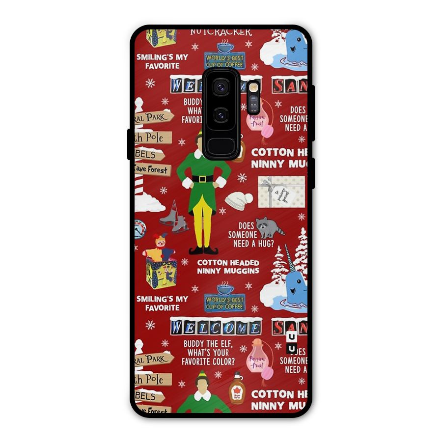 Christmas Doodles Metal Back Case for Galaxy S9 Plus