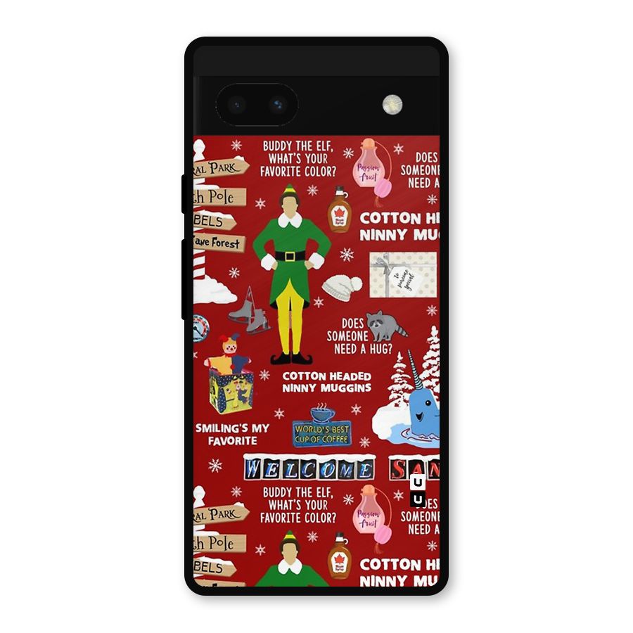 Christmas Doodles Metal Back Case for Google Pixel 6a