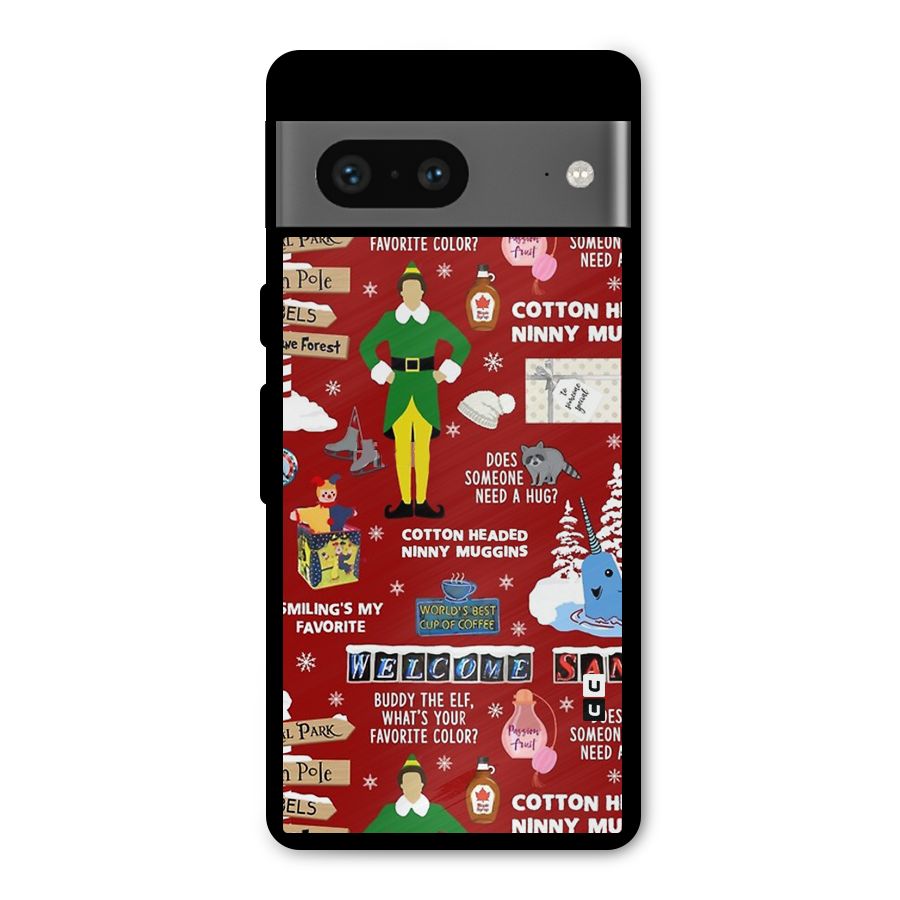 Christmas Doodles Metal Back Case for Google Pixel 7