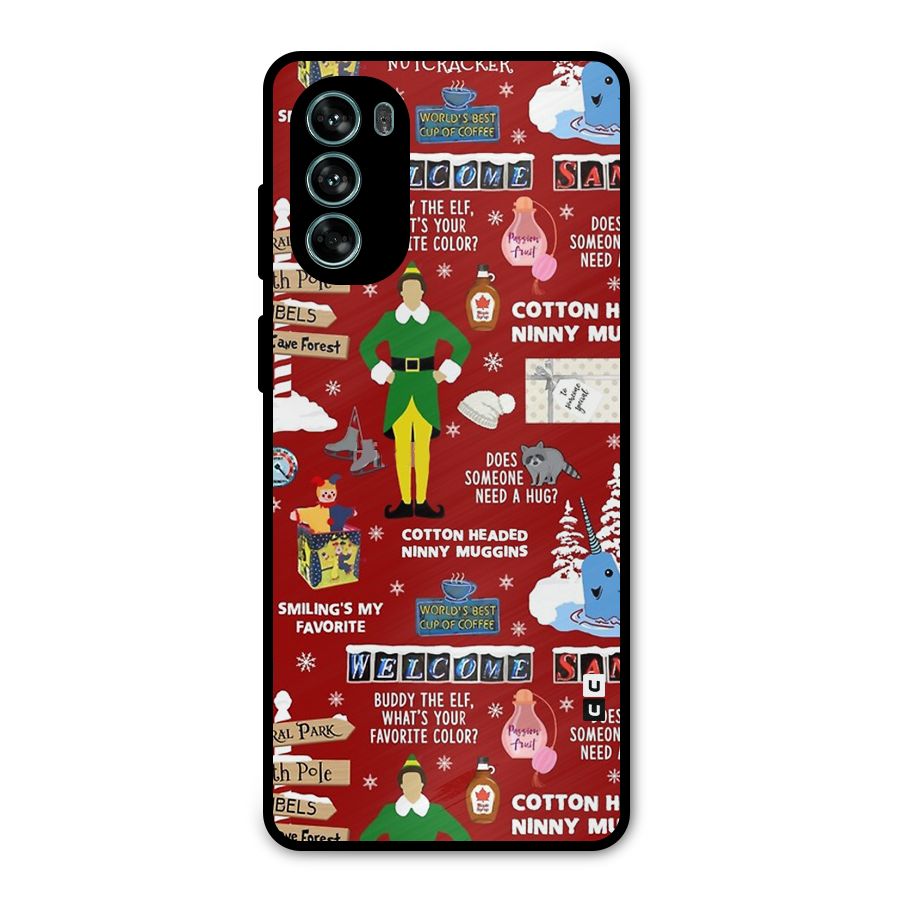 Christmas Doodles Metal Back Case for Moto G62