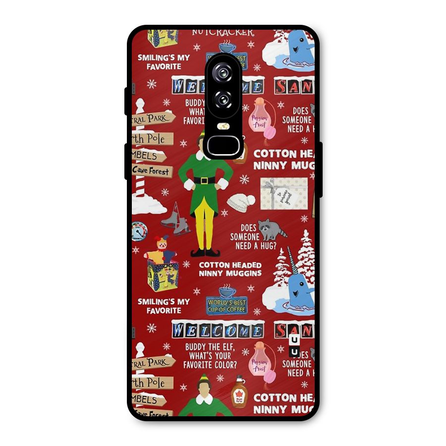 Christmas Doodles Metal Back Case for OnePlus 6