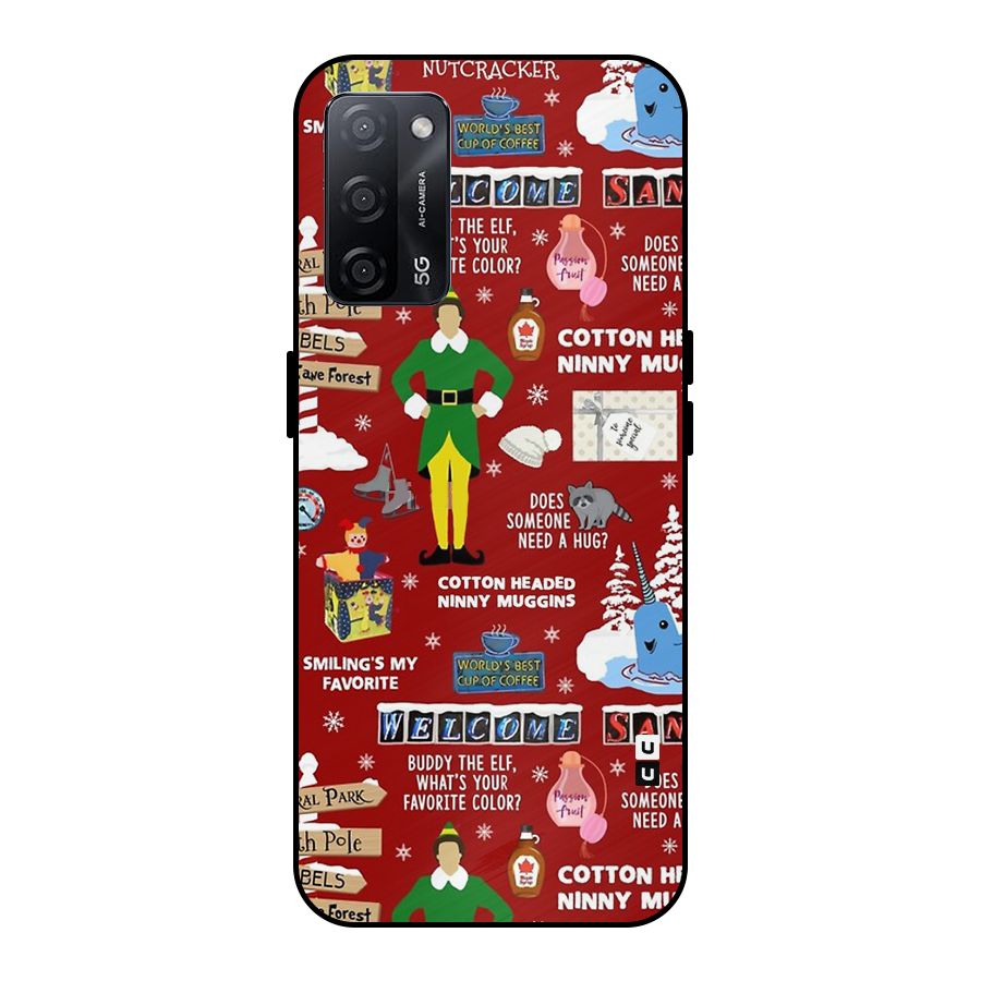 Christmas Doodles Metal Back Case for Oppo A53s 5G