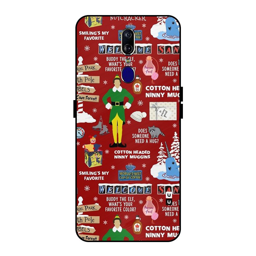 Christmas Doodles Metal Back Case for Oppo F11