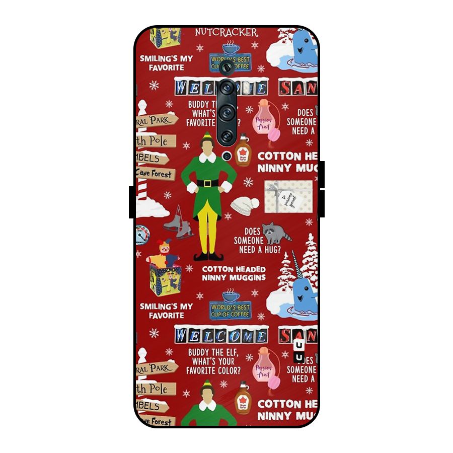 Christmas Doodles Metal Back Case for Oppo Reno2 Z