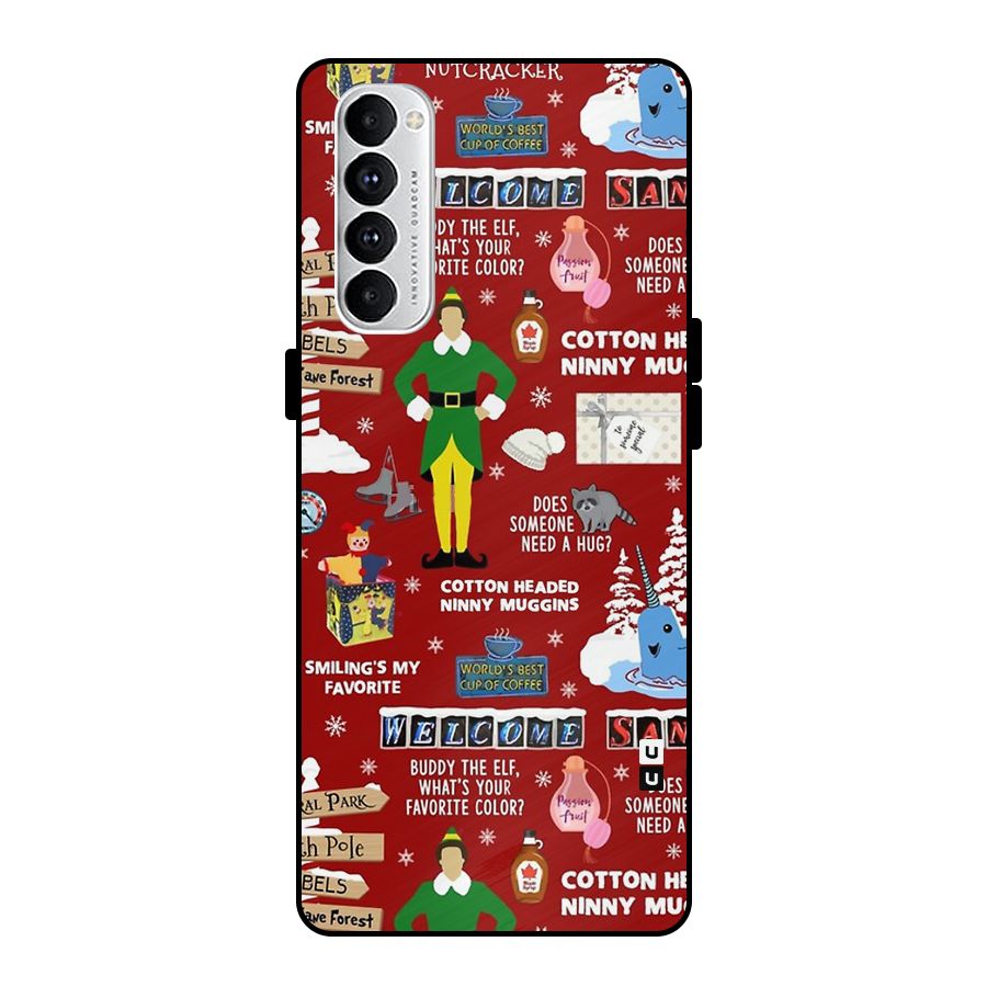 Christmas Doodles Metal Back Case for Oppo Reno4 Pro