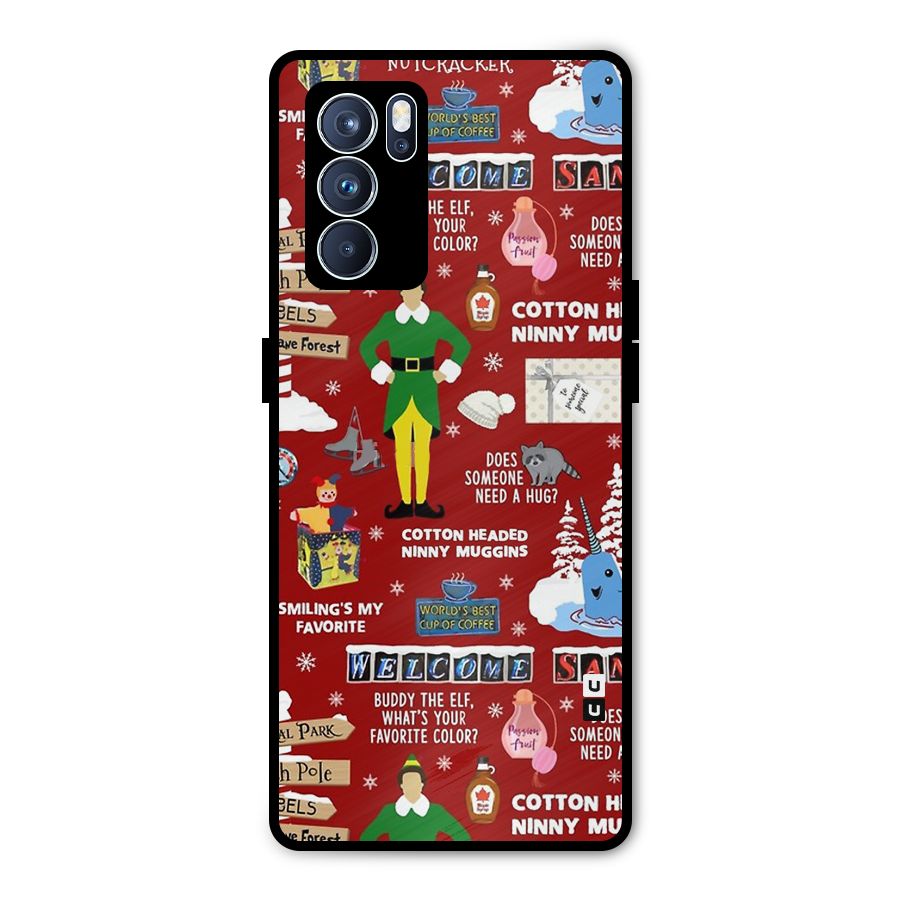 Christmas Doodles Metal Back Case for Oppo Reno6 Pro 5G