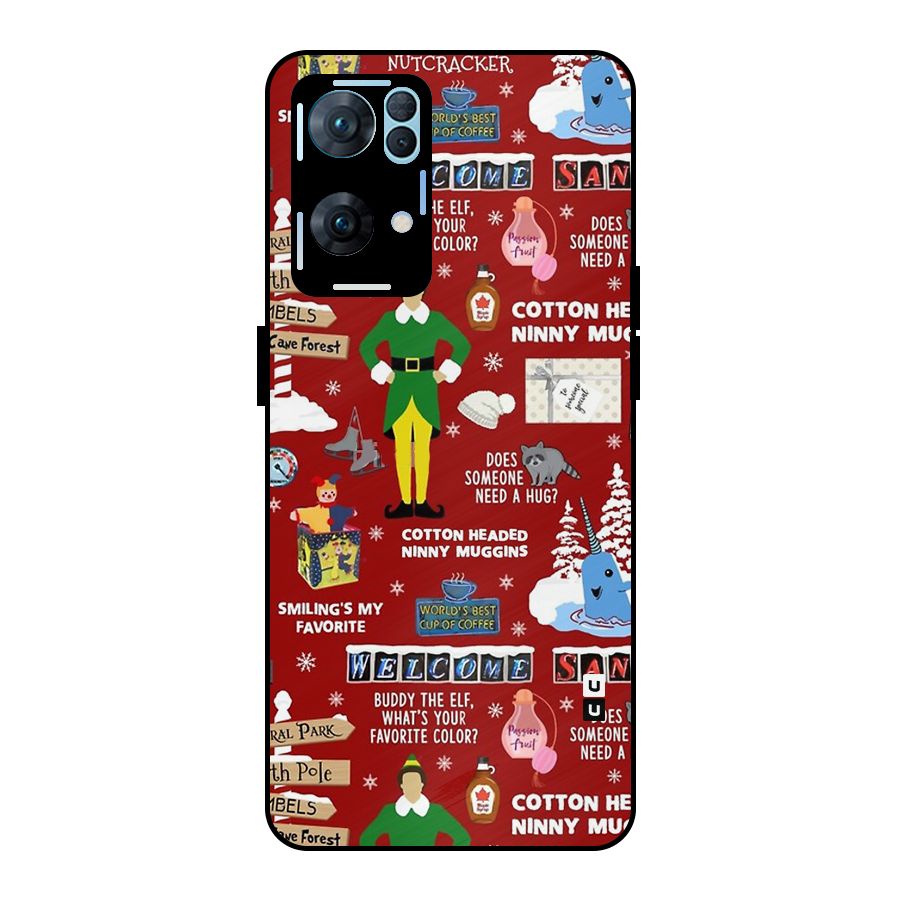 Christmas Doodles Metal Back Case for Oppo Reno7 Pro 5G