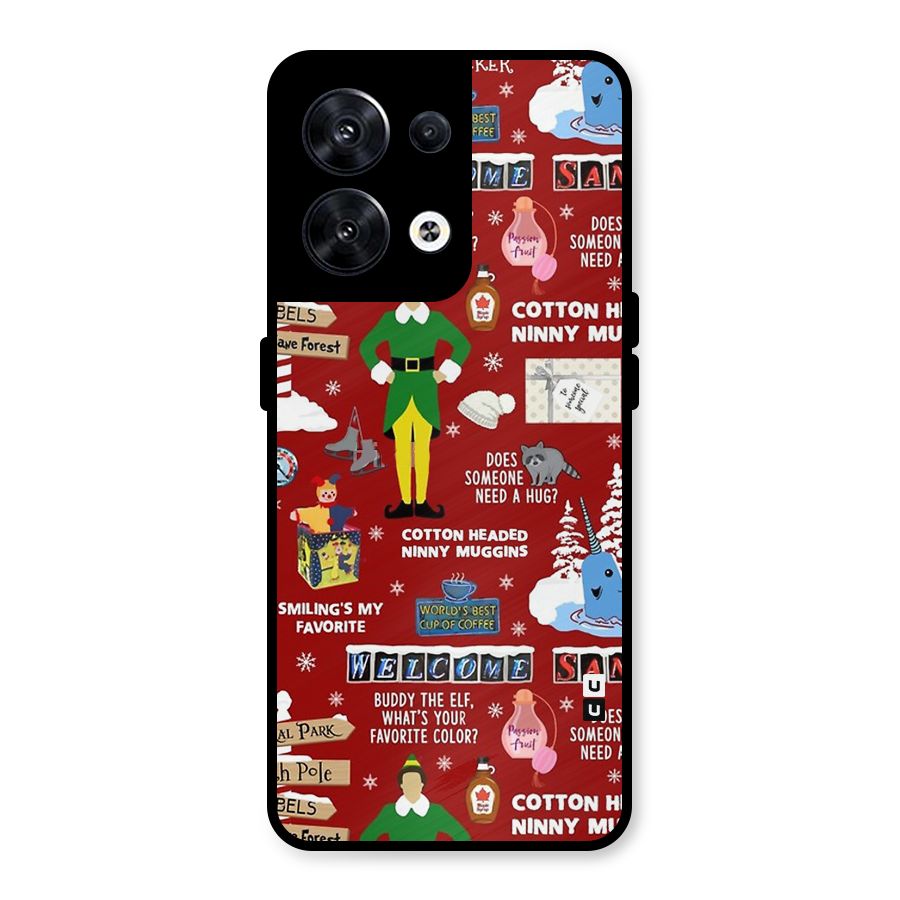 Christmas Doodles Metal Back Case for Oppo Reno8 5G