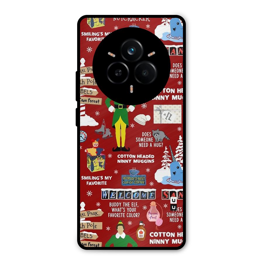 Christmas Doodles Metal Back Case for Realme 14 Pro