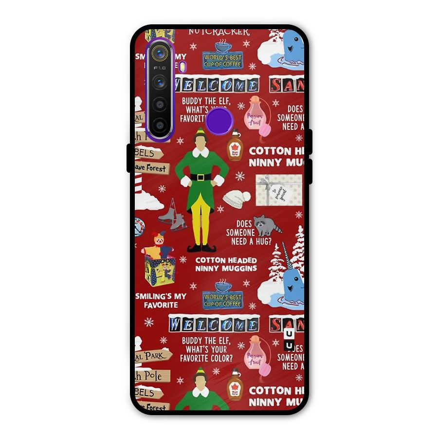 Christmas Doodles Metal Back Case for Realme 5