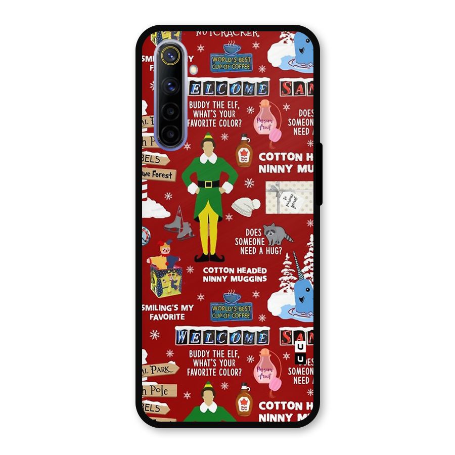 Christmas Doodles Metal Back Case for Realme 6i