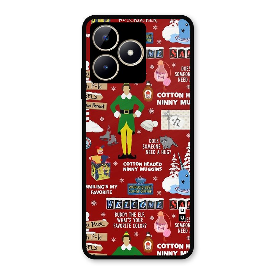 Christmas Doodles Metal Back Case for Realme C53