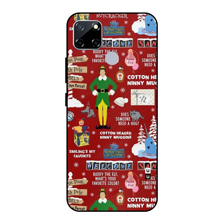 Christmas Doodles Metal Back Case for Realme Narzo 20