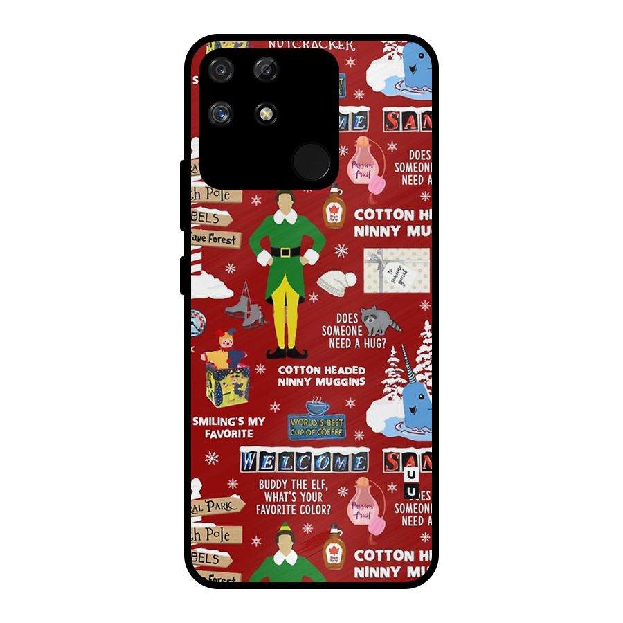 Christmas Doodles Metal Back Case for Realme Narzo 50A