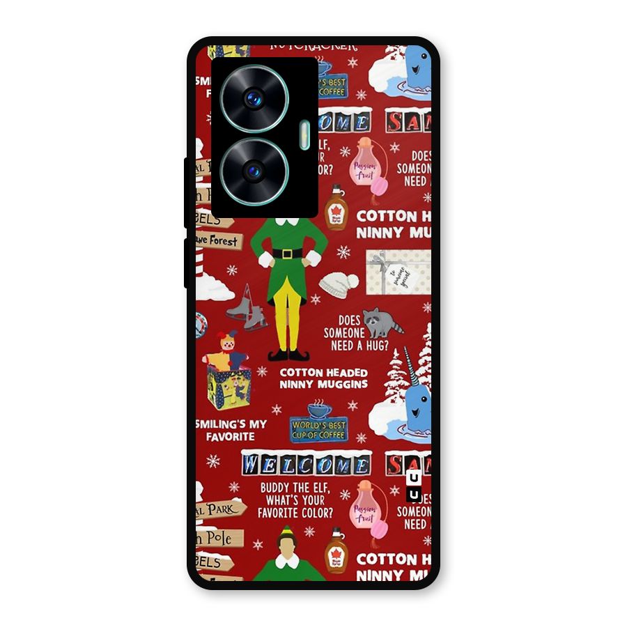 Christmas Doodles Metal Back Case for Realme Narzo N55